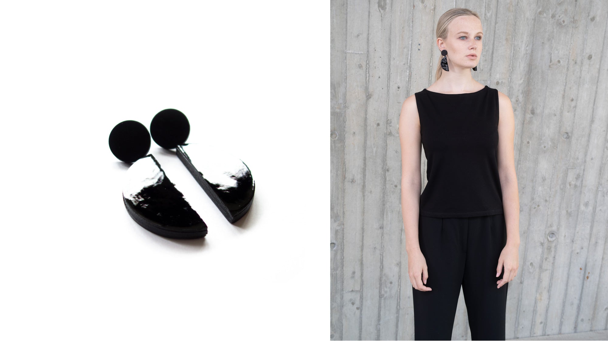 Boucles d'oreilles pendantes en cuir noir vernis