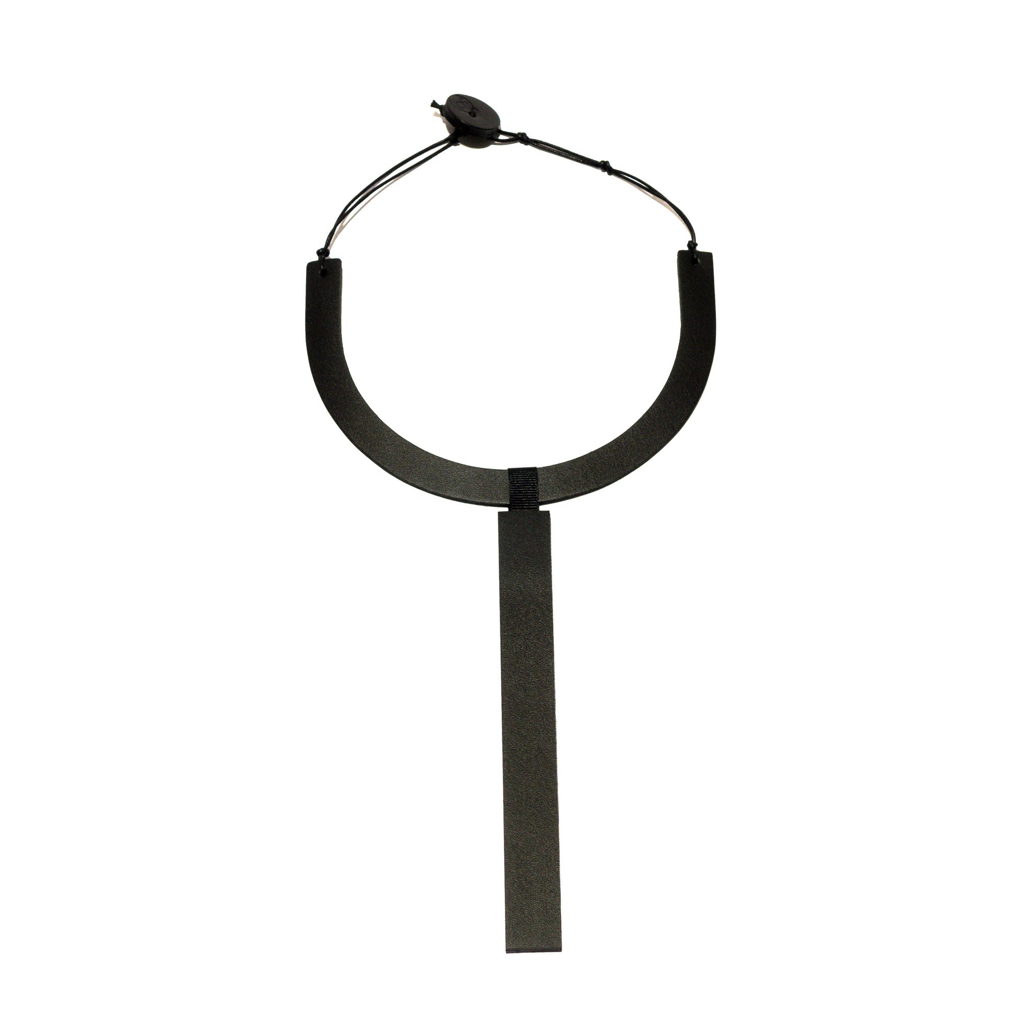 Collier en cuir, pendentif ligne, noir mat