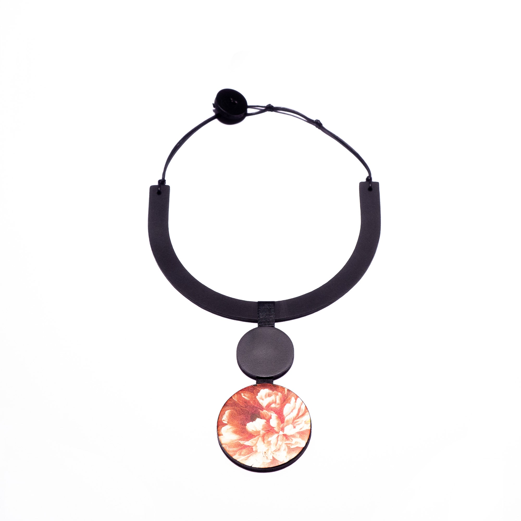 Collier en cuir, noir mat et impression
