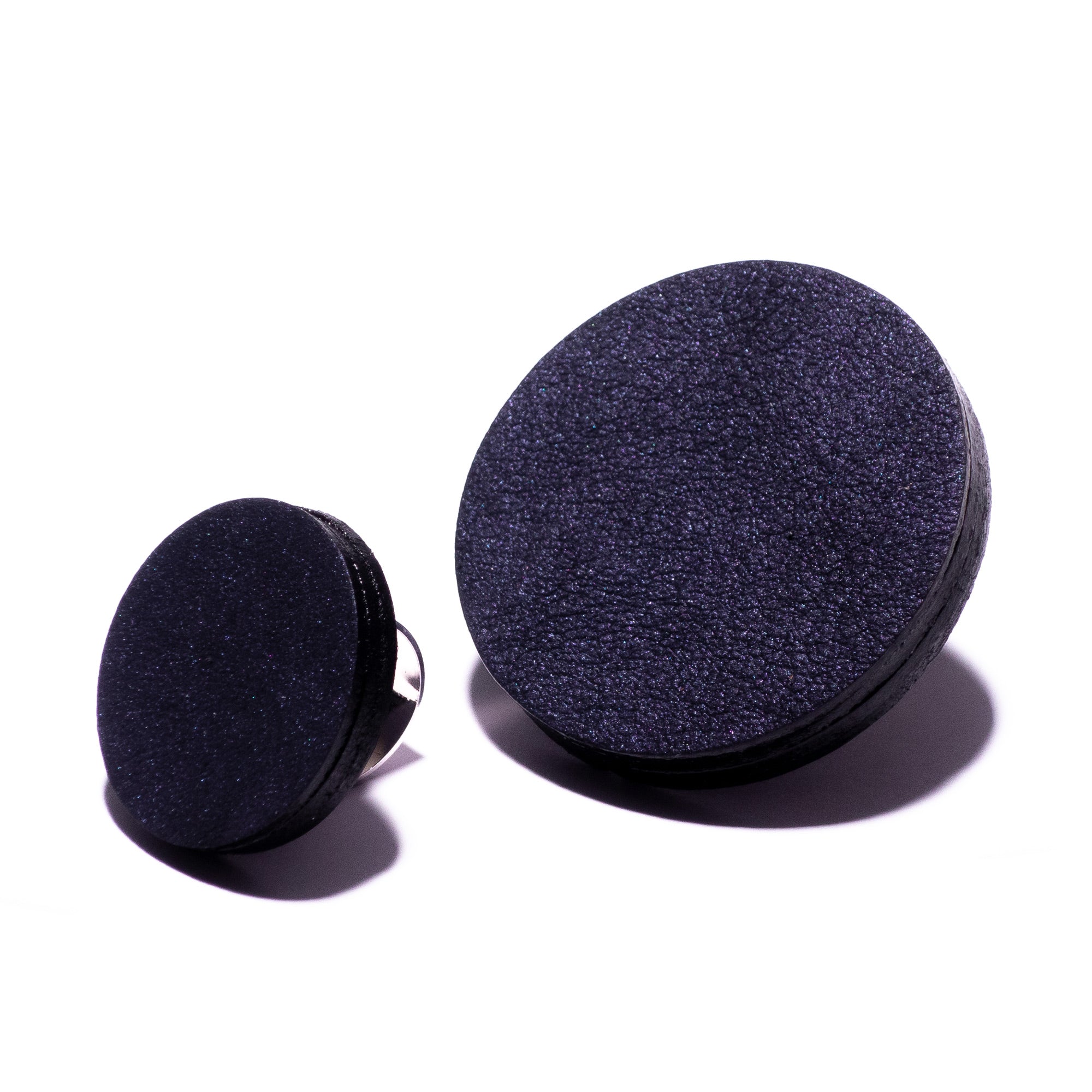 Bague ronde en cuir indigo