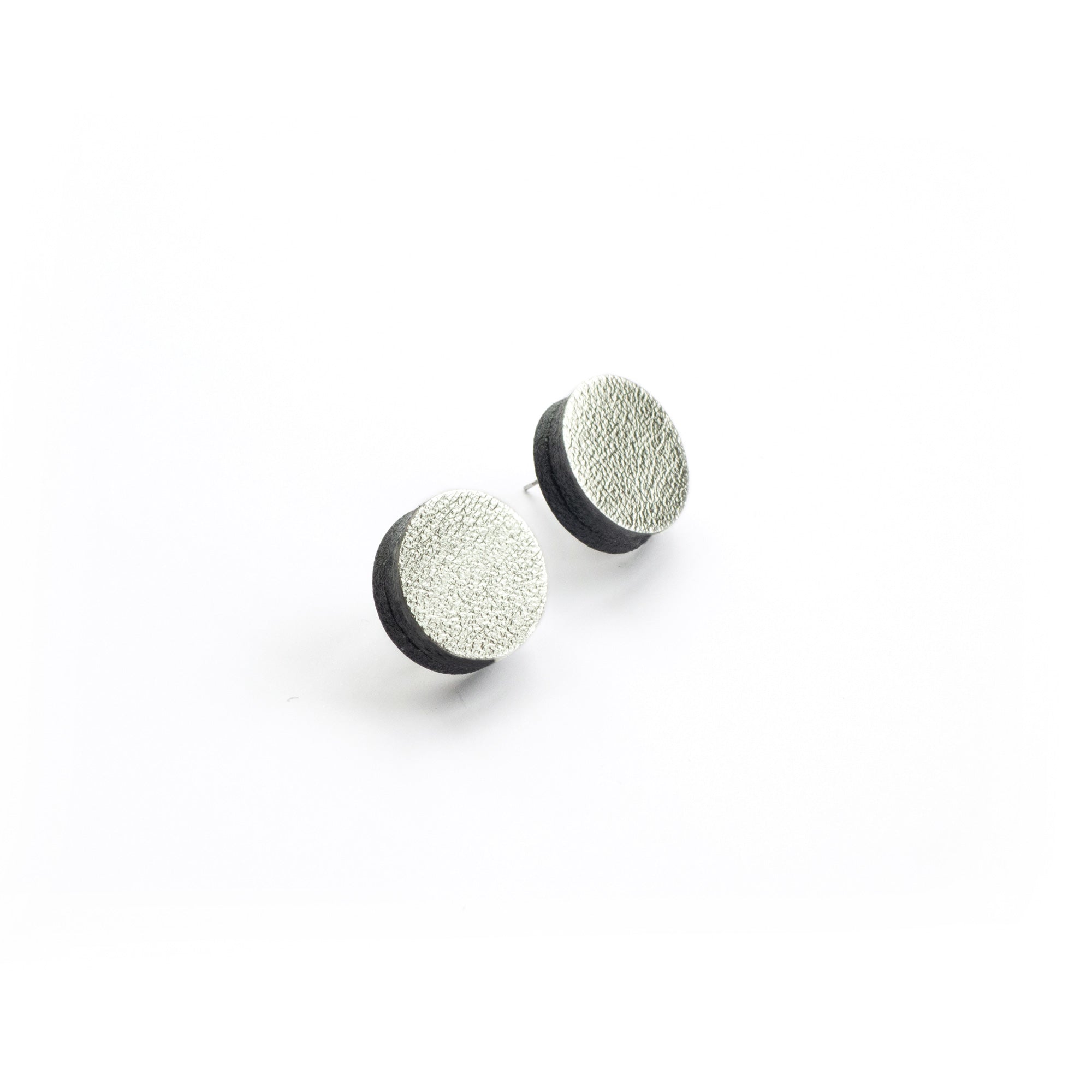 Boucles d'oreilles rondes cuir métallisé
