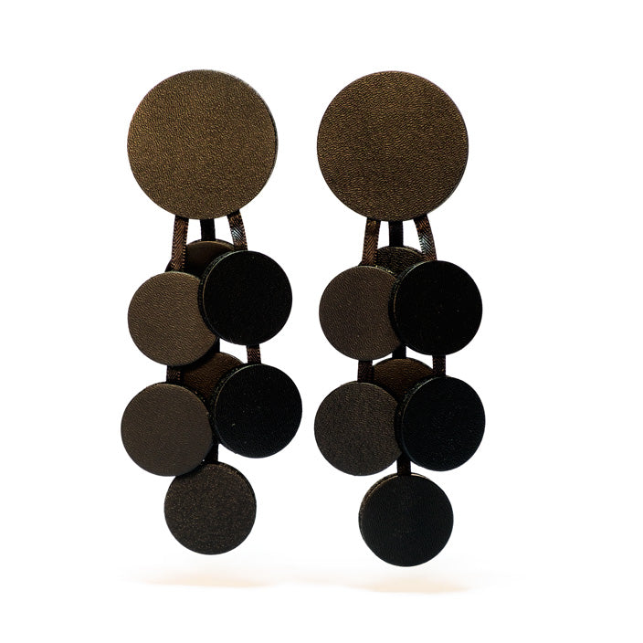Boucles d'oreilles rondes en cuir, noires