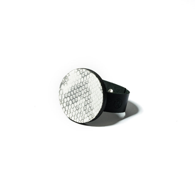 Bracelet en cuir, noir et blanc