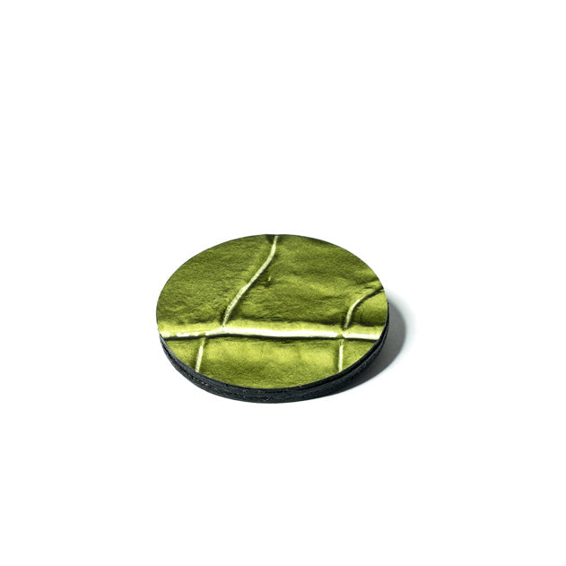 Broche en cuir ronde, kaki