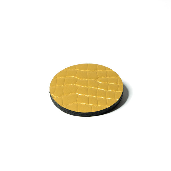 Broche en cuir ronde, dorée