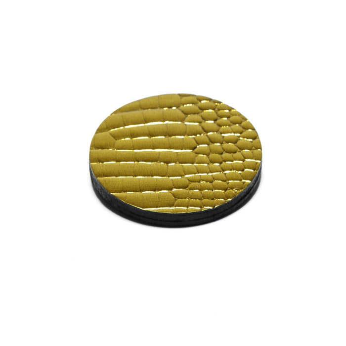 Broche en cuir ronde, dorée