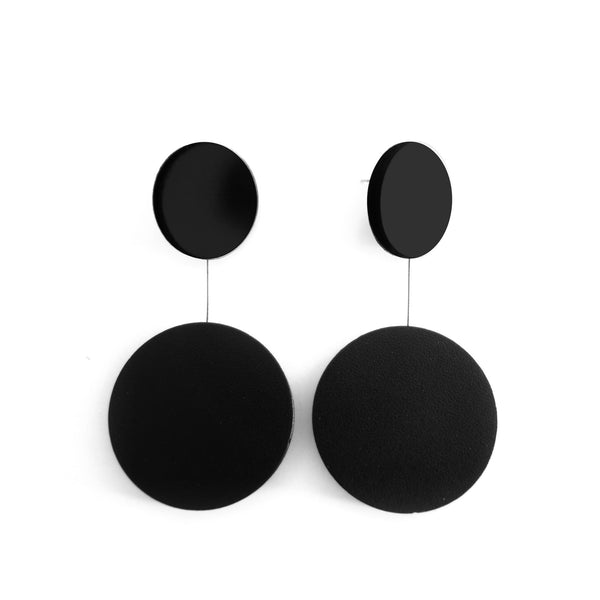 Boucles d'oreilles rondes cuir noir