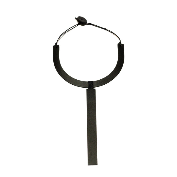 Collier en cuir, pendentif ligne, noir mat