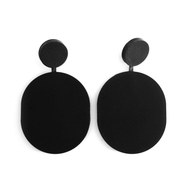 Boucles d'oreilles ovales XXL cuir noir