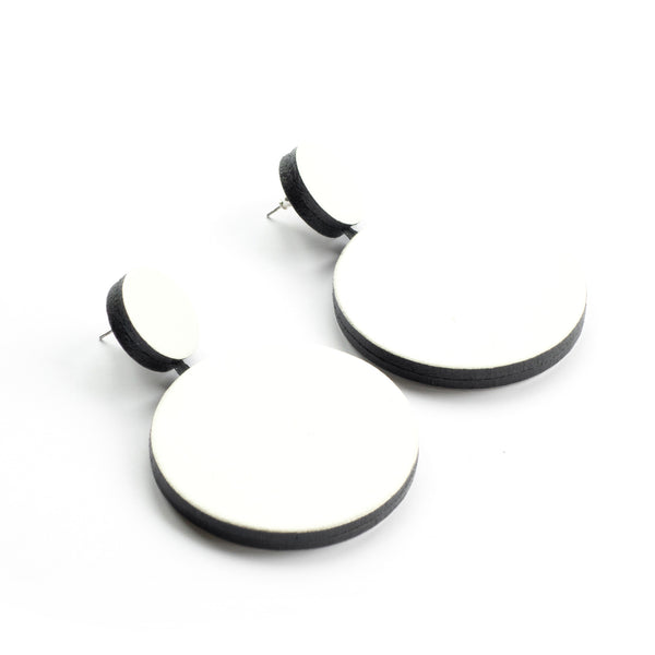 Grandes boucles d'oreilles rondes cuir blanc