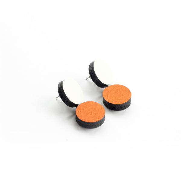 Boucles d'oreilles rondes cuir blanc