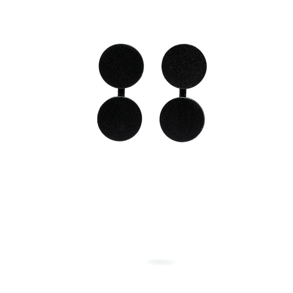 Boucles d'oreilles rondes en cuir, noires