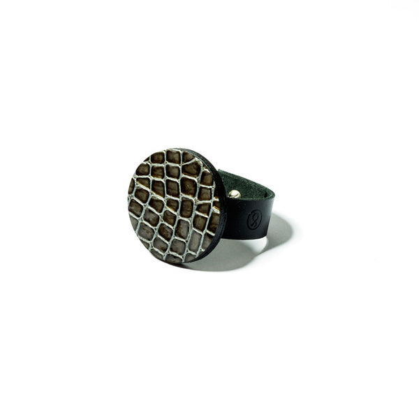 Bracelet en cuir, noir et kaki