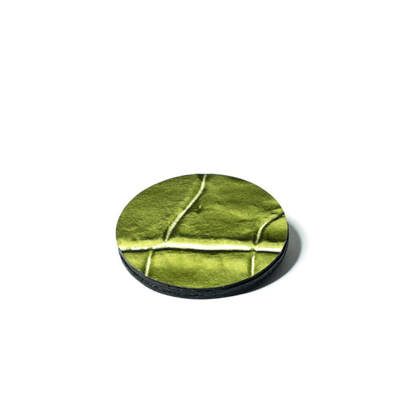 Broche en cuir ronde, kaki