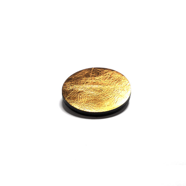 Broche en cuir ronde, cuivrée