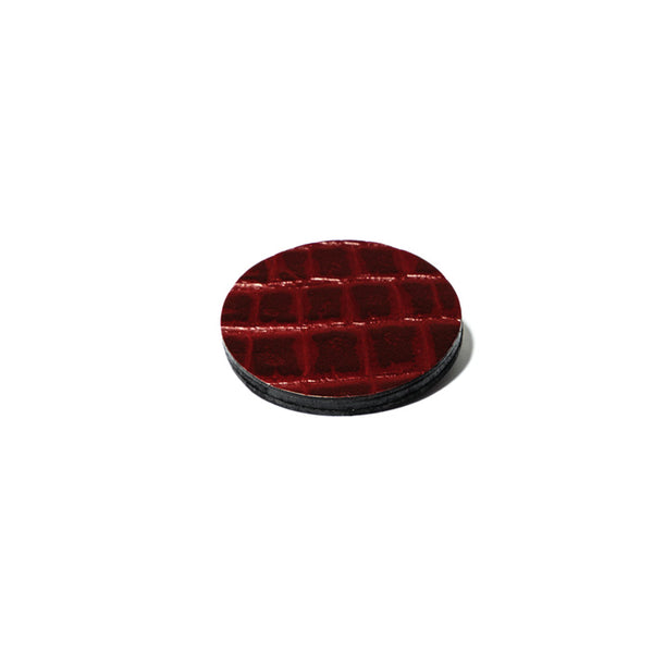 Broche en cuir ronde, rouge